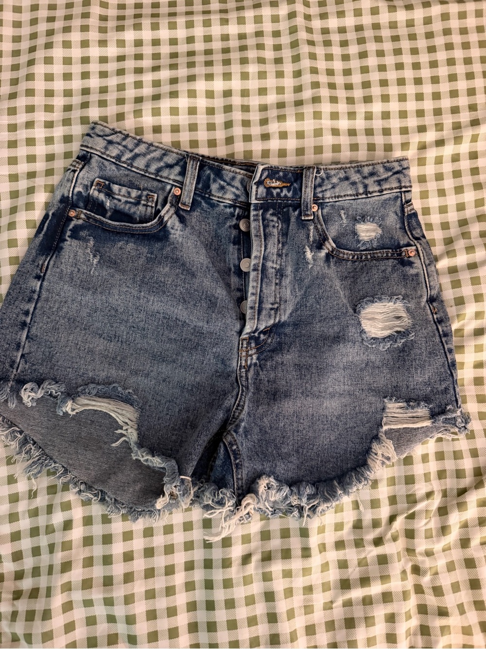 wild fable Distressed High-Rise Denim Shorts - Blue
